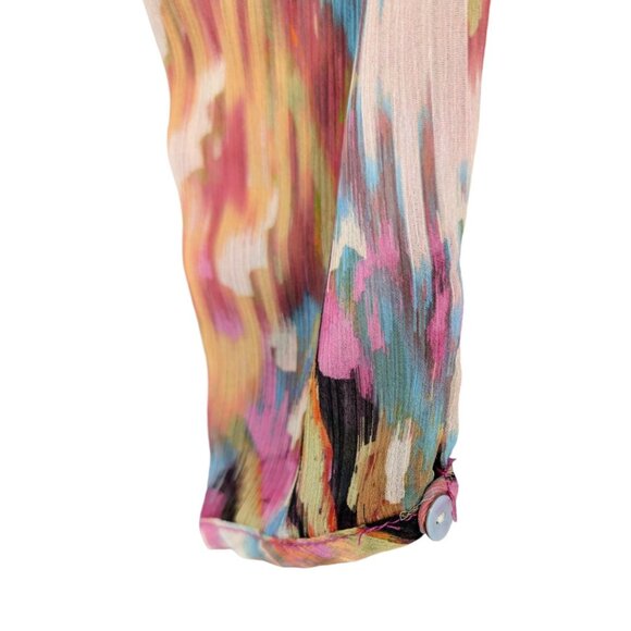 Zara Mini Ruffle Dress Multicolor Long Sleeve Smocked Tiered Sheer Size S - Picture 10 of 10